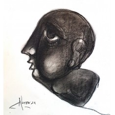 Abrar Ahmed, 11 x 11 Inch, Charcoal on Paper, Figurative Painting, AC-AA-486